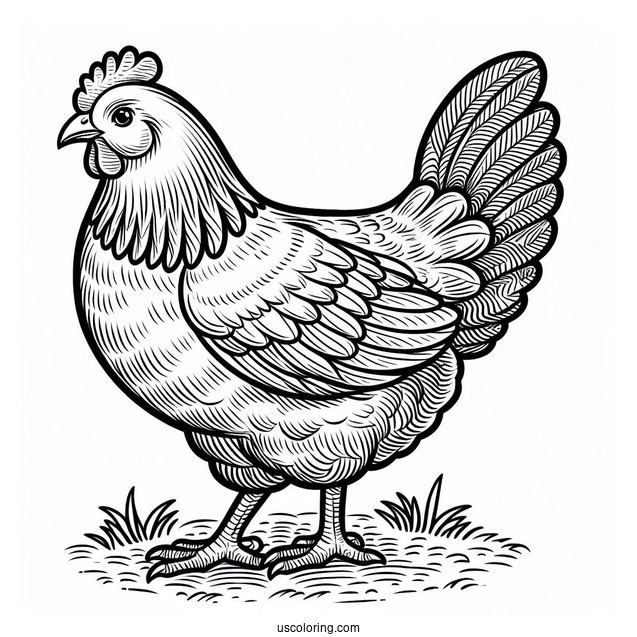 Easy Outline Of a Common Farm Chicken