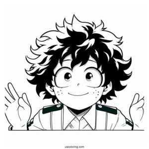Deku Coloring Page Of Easy Izuku Midoriya Smiling For Kids