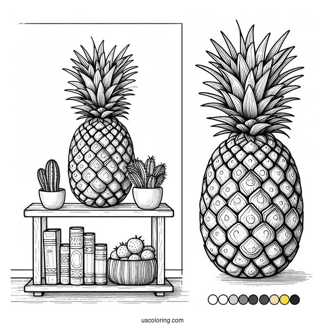 Pineapples Sitting On Shelves Coloring
