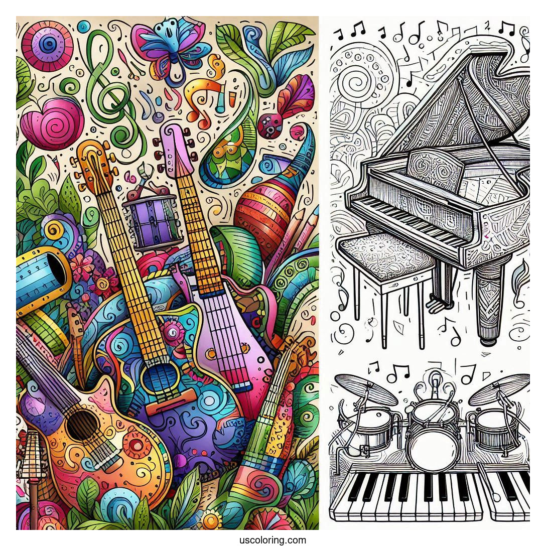Music Coloring Pages (Free PDF Printables)