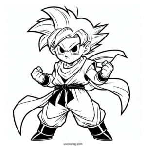 Dragon Ball Z Coloring Page Of Kid Trunks Ready to Fight For Kids