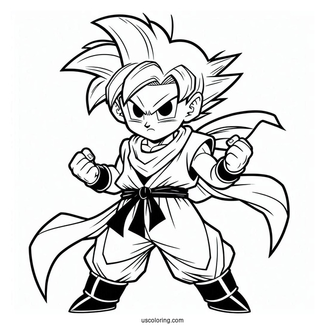 Dragon Ball Z Coloring Page Of Kid Trunks Ready to Fight For Kids