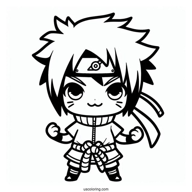 Kawaii Uchiha Sasuke Coloring Page For Preschoolers
