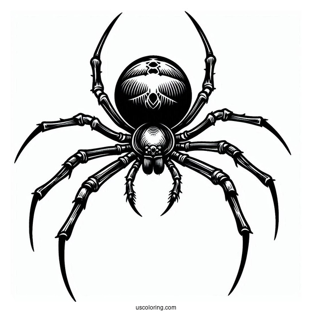 Detailed Black Widow Spider Coloring Sheet