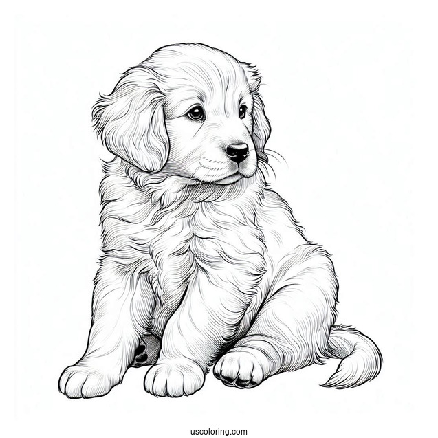 Golden Retriever Puppy Staring Into Distance