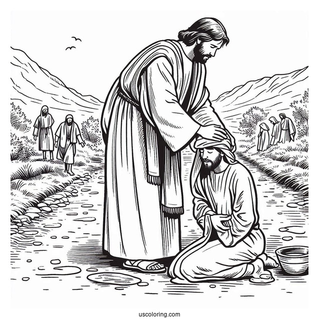 Jesus Coloring Page Healing The Sick On The Side Of The Road