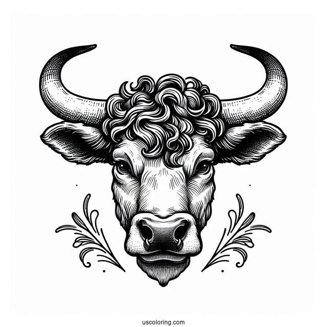 Close Up Of Bull Horns Coloring Sheet