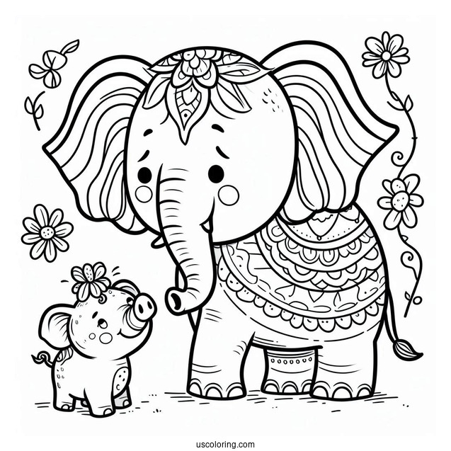 Elephant And Piggie Coloring For Preschoolers