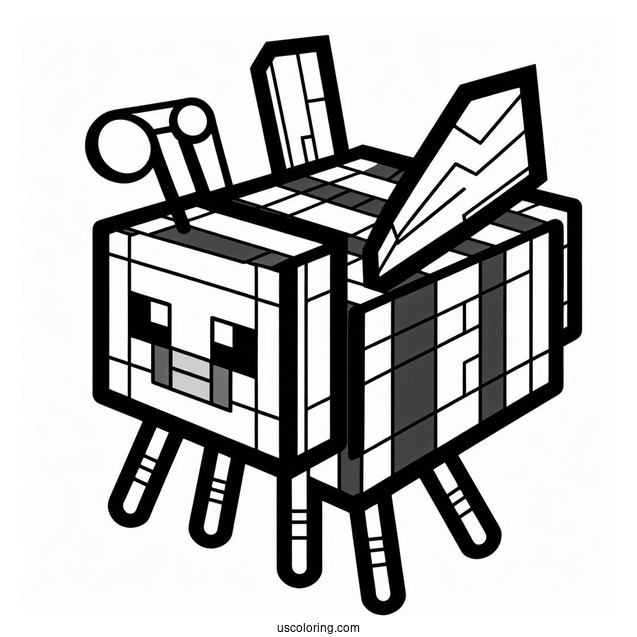 Minecraft Bee Coloring Page For Kids