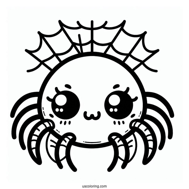 Adorable Kawaii Spider Coloring Page