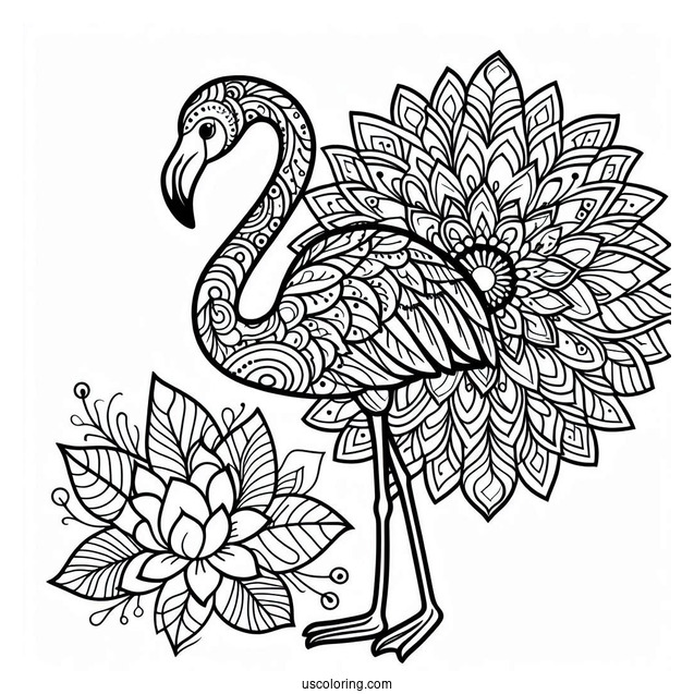 Flamingo Mandala Coloring Page