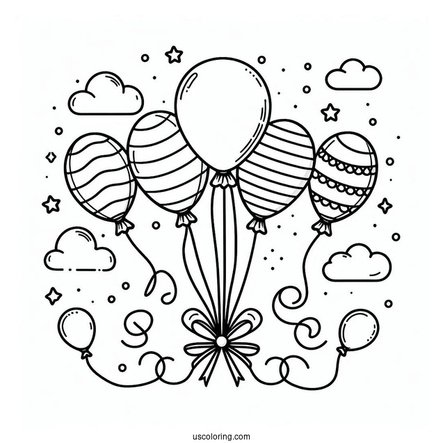 Floating Balloons To Color For Kids