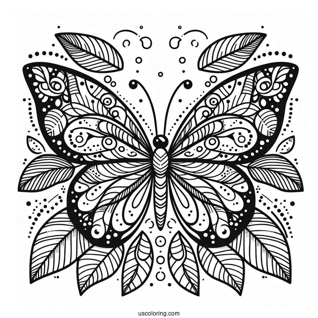 Tropical Butterfly Coloring Sheet
