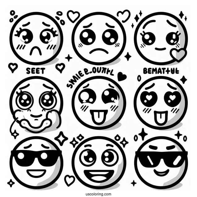 Full Page Of Emoji Coloring Page
