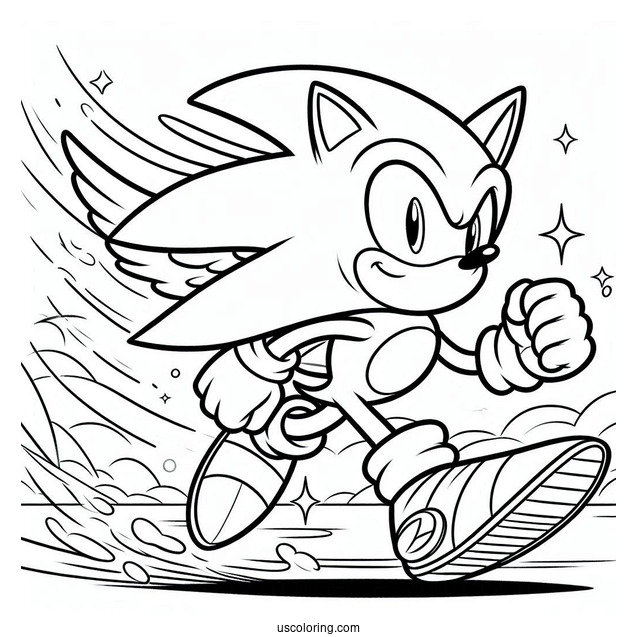 Super Sonic Coloring Page Running In Angel Island
