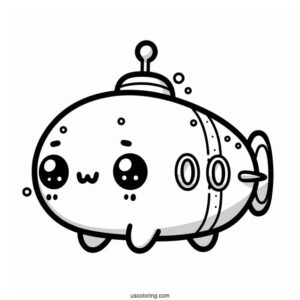 Kawaii Submarine Coloring Page For Preschoolers