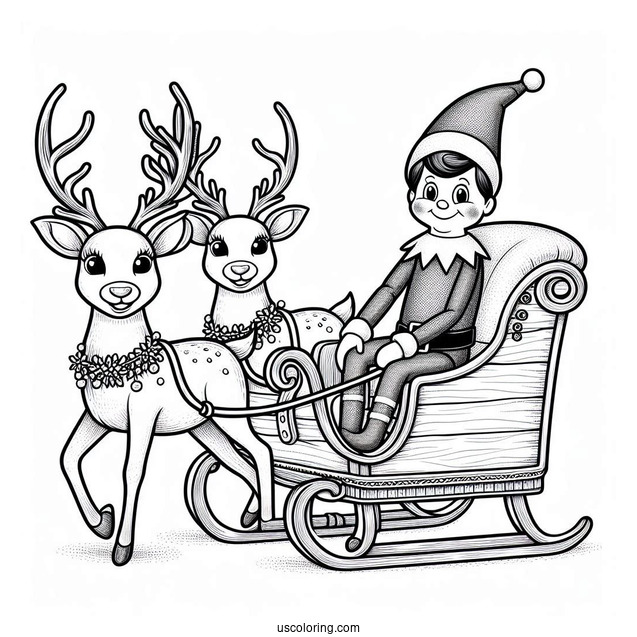 Elf On The Shelf With Reindeer And Sleigh