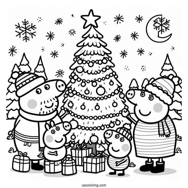 Peppa Pig Family Setting Up Christmas Tree