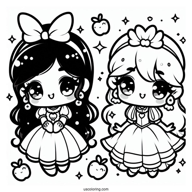 Cute Kawaii Snow White Coloring Picture