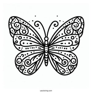 Easy Outline Of Butterfly With Spots On Wings