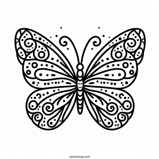 Easy Outline Of Butterfly With Spots On Wings