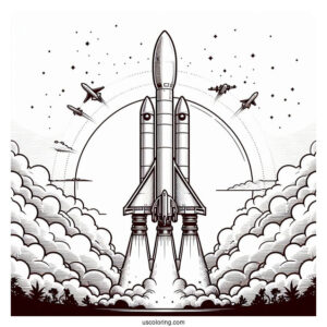 SpaceX Falcon Heavy Rocket Coloring Sheet