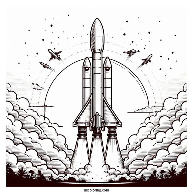 SpaceX Falcon Heavy Rocket Coloring Sheet