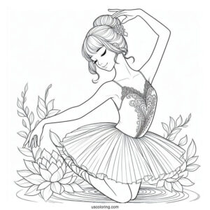 Ballerina Standing On Toes To Color