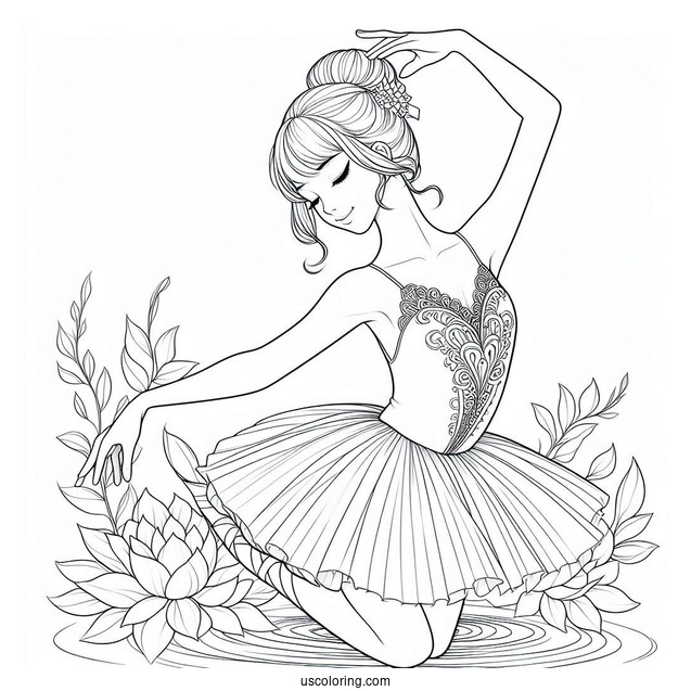 Ballerina Standing On Toes To Color