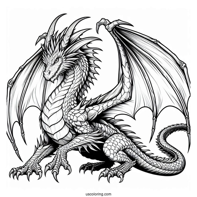 Fierce Looking Dragon With Wings And Claws Out