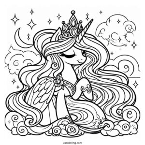 Simple Princess Celestia Coloring Page For Preschoolers