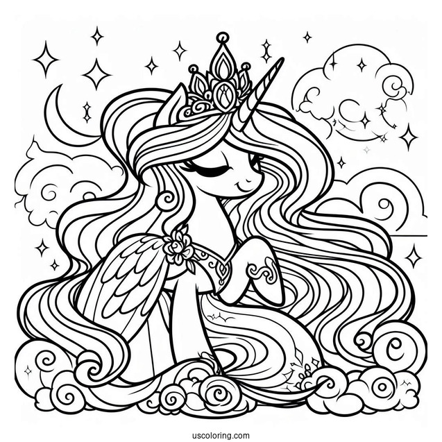 Simple Princess Celestia Coloring Page For Preschoolers