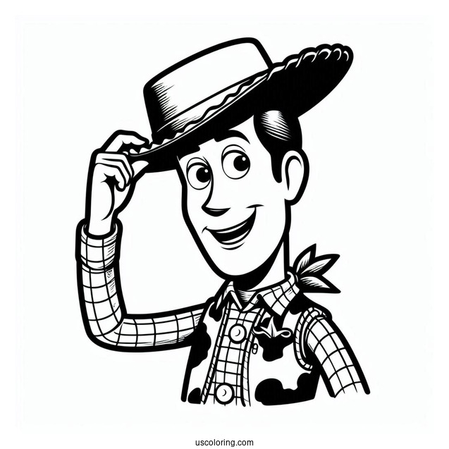 Cowboy Coloring Page Woody Tipping His Hat For Kids