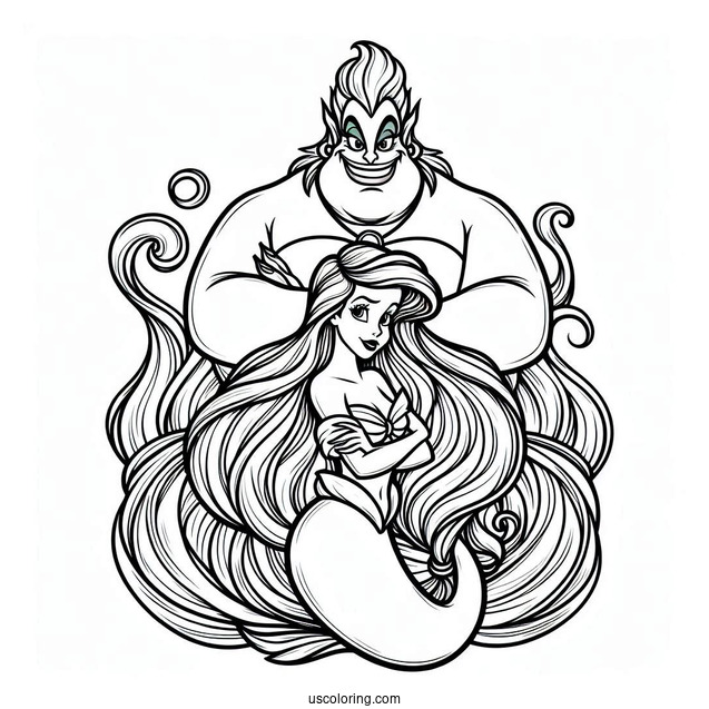 Coloring Sheet Of Ariel And Ursula