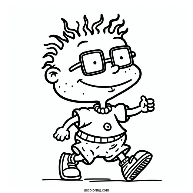Rugrats Coloring Page Of Simple Stu Pickles Walking Outline