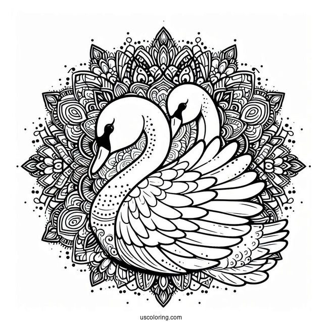 Swan Coloring Page Mandala