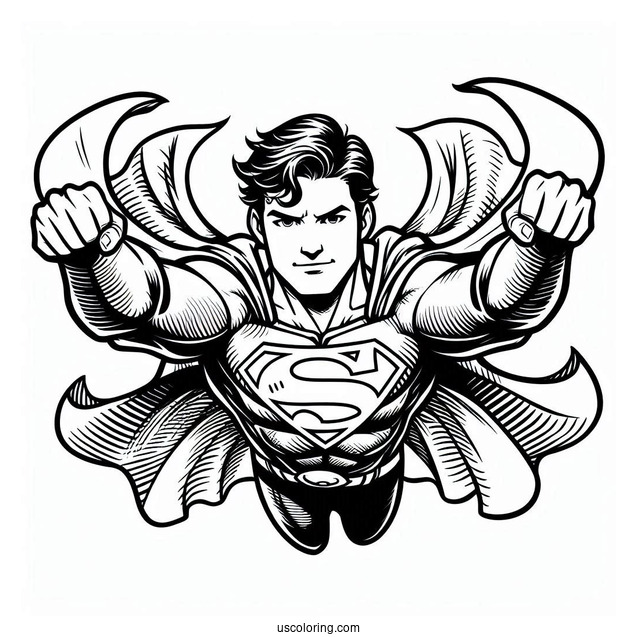 Flying Superman Coloring Page