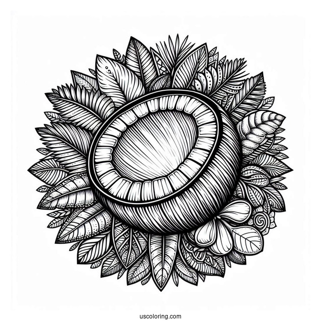 Intricate Coconut Coloring Page Mandala