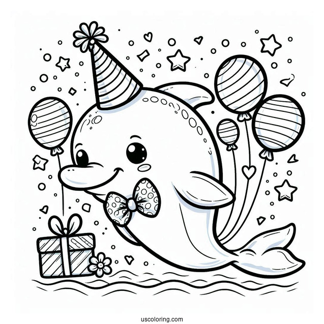 Dolphin Wearing Party Hard With Balloons