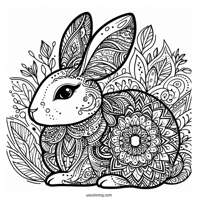 Intricate Rabbit Coloring Page Mandala
