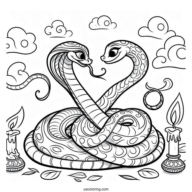 Jungle Book Coloring Page Of Kaa The Snake In A Coil