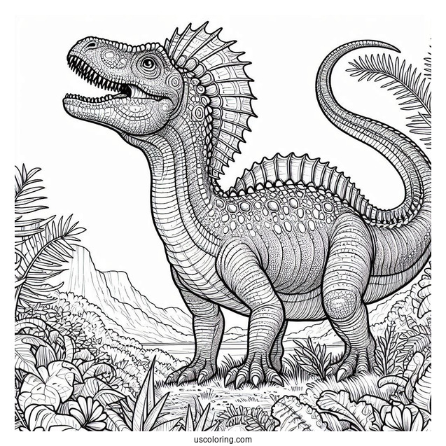 Scaly Spinosaurus Coloring Page Looking Up At The Sky