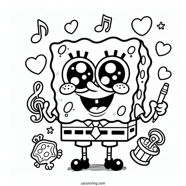 Easy Outline Of SpongeBob To Color For Kids
