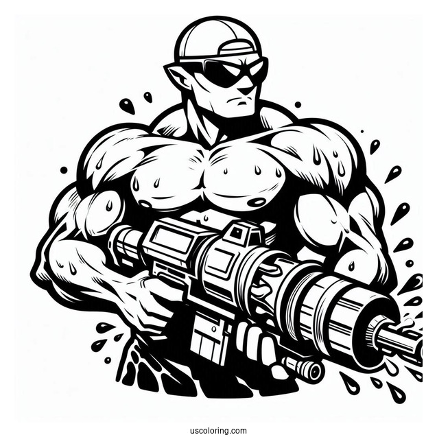 Muscular Splatoon Coloring Page Of Guy Shooting Inkjet