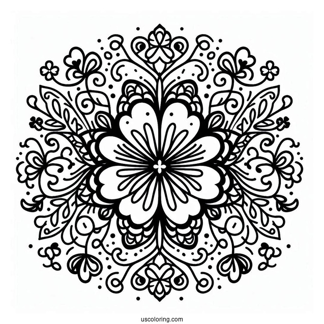 St. Patrick's Day Coloring Page Of Pretty Clover Mandala
