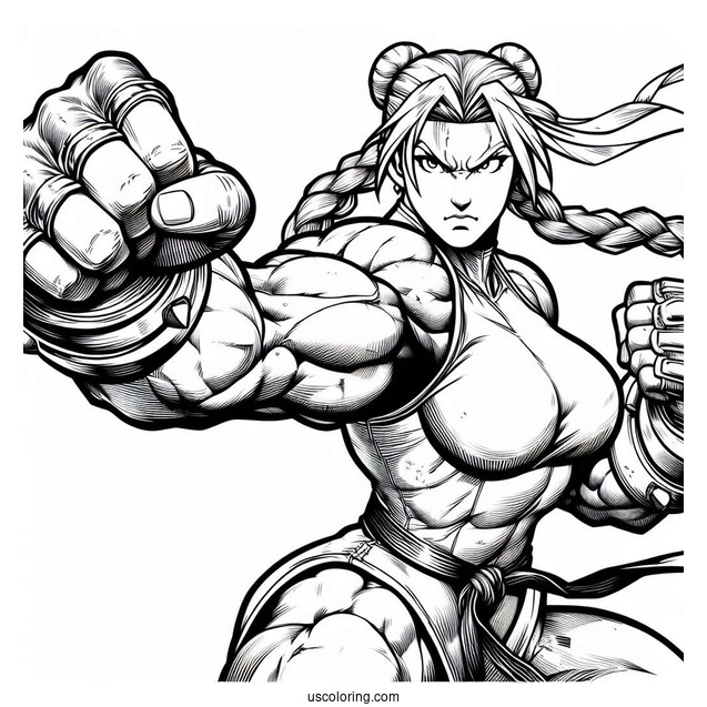 Street Fighter Coloring Page Of Cammy White In Battle Pose