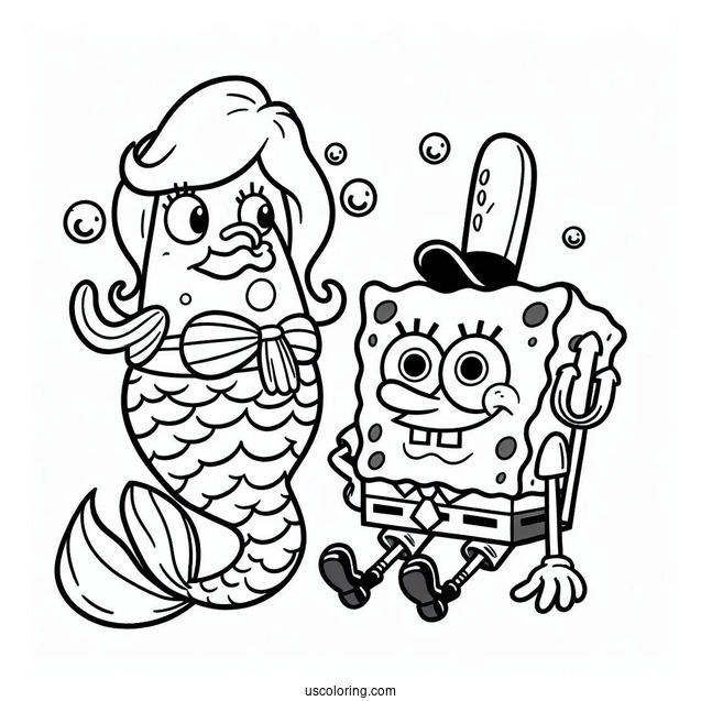 Mermaid Man And Barnacle Boy SpongeBob Coloring Page For Kids