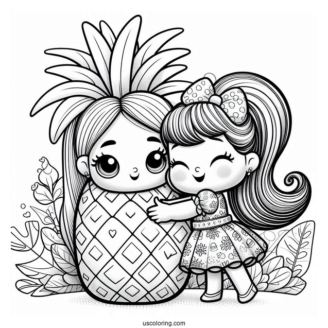 Polly Pocket Coloring Page And Lila Hugging Shani In Pineapple Costume