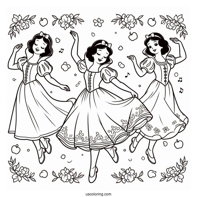 Coloring Page Of Snow White Dancing