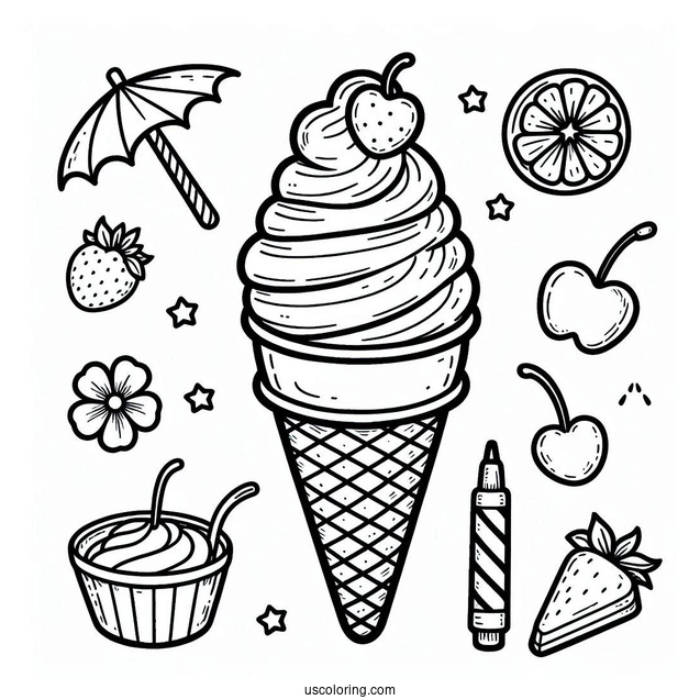 Coloring Page Of Ice Cream Cone